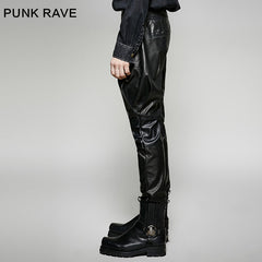 K-262 black Sexy Loose Harem Faux Leather Gothic Pants?-??Punk Rave Clothing