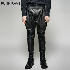 K-262 black Sexy Loose Harem Faux Leather Gothic Pants?-??Punk Rave Clothing