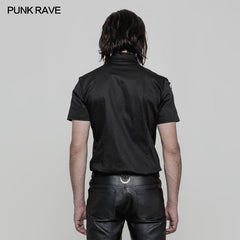 OY-860 Simple Daily Wear Short Sleeve Punk Shirt For Men?-??Punk Rave Clothing