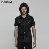 OY-860 Simple Daily Wear Short Sleeve Punk Shirt For Men?-??Punk Rave Clothing