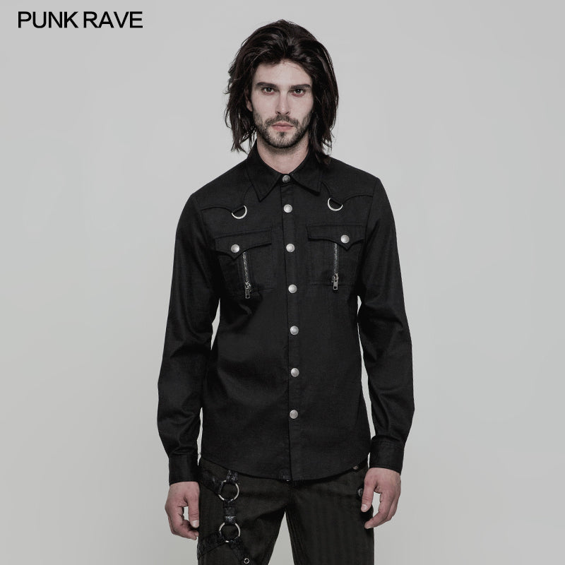 OY-875 Daily Wear Long Sleeve Punk Shirt For Men?-??Punk Rave Clothing