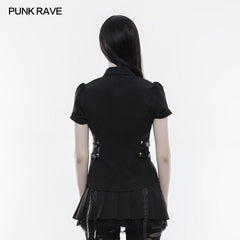 WY-827 Handsome Elastic Crack Leather Punk Shirt For Women?-??Punk Rave Clothing