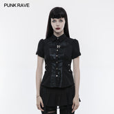WY-827 Handsome Elastic Crack Leather Punk Shirt For Women?-??Punk Rave Clothing