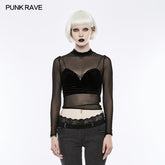 OPT-151 Sexy Perspective Joker Punk T-shirt With Small Stand-Collar?-??Punk Rave Clothing