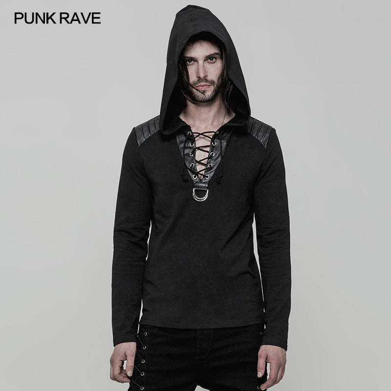 OT-514 Daily Hooded Micro-elastic Knitted Punk Sweater?-??Punk Rave Clothing