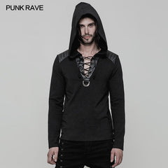 OT-514 Daily Hooded Micro-elastic Knitted Punk Sweater?-??Punk Rave Clothing