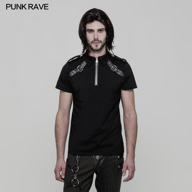 WT-517 Military Short Sleeves Punk T-shirt For Men?-??Punk Rave Clothing