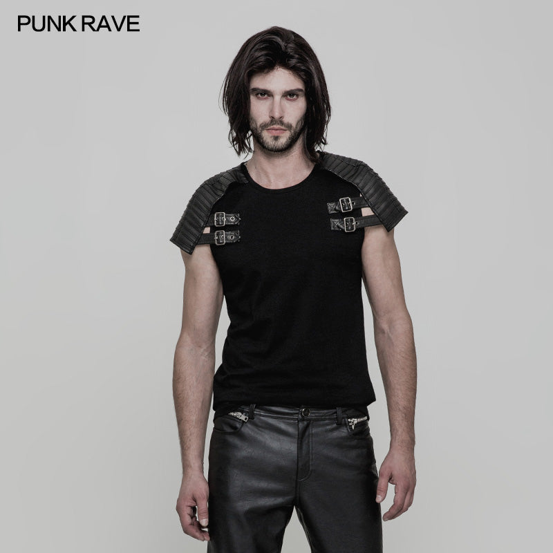 WT-508 Adjustable Armor Style Punk T-shirt For Men?-??Punk Rave Clothing