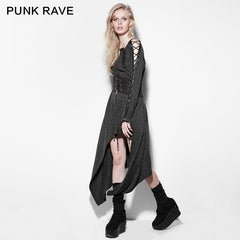 PQ-132 black Wool Knitted Irregular Binding Gothic Dress?-??Punk Rave Clothing