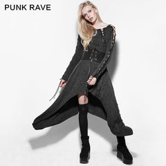 PQ-132 black Wool Knitted Irregular Binding Gothic Dress?-??Punk Rave Clothing