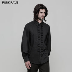 WY-846 Uniform Long Sleeve Gothic Shirt With Pleated Decoration?-??Punk Rave Clothing