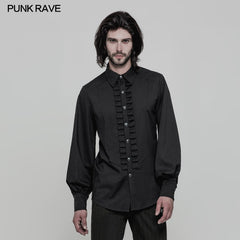 WY-846 Uniform Long Sleeve Gothic Shirt With Pleated Decoration?-??Punk Rave Clothing