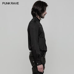 WY-864 Pure Cotton Elastic Uniform Punk Shirt With Zipper On The Neckline?-??Punk Rave Clothing