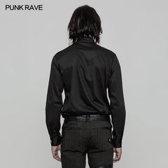 WY-864 Pure Cotton Elastic Uniform Punk Shirt With Zipper On The Neckline?-??Punk Rave Clothing