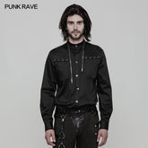 WY-864 Pure Cotton Elastic Uniform Punk Shirt With Zipper On The Neckline?-??Punk Rave Clothing