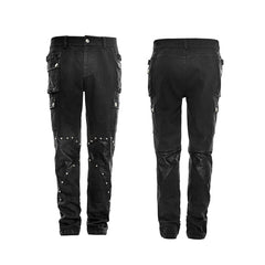 K-264 For Men Cool Part Of Leather Long Punk Pants?-??Punk Rave Clothing