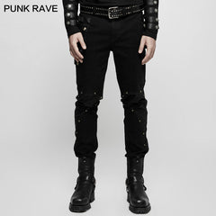 K-264 For Men Cool Part Of Leather Long Punk Pants?-??Punk Rave Clothing