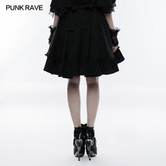 WLQ-082 Lolita Bubble Jacquard Gothic Skirt With Ribbon?-??Punk Rave Clothing