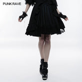 WLQ-082 Lolita Bubble Jacquard Gothic Skirt With Ribbon?-??Punk Rave Clothing