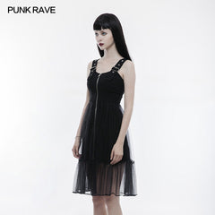 OPQ-263 Handsome Knitted And Mesh Mosaic Punk Dress?-??Punk Rave Clothing