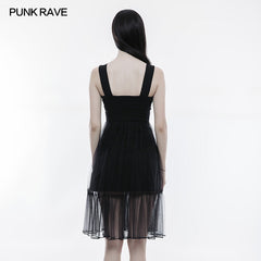 OPQ-263 Handsome Knitted And Mesh Mosaic Punk Dress?-??Punk Rave Clothing