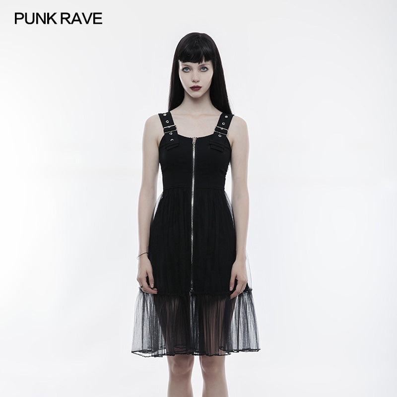 OPQ-263 Handsome Knitted And Mesh Mosaic Punk Dress?-??Punk Rave Clothing