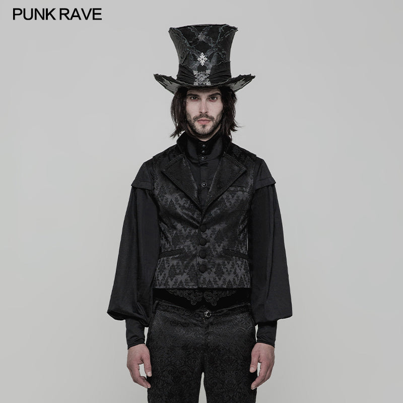 WY-851 Simple Fashion Jacquard Gothic Vest For Men?-??Punk Rave Clothing
