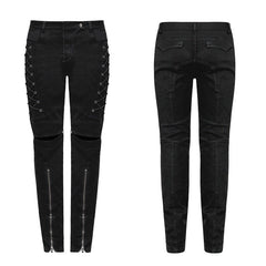 WK-315 Cowboy Elastic Denim Trousers Punk Jeans With Hollow-out Design?-??Punk Rave Clothing