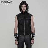 WY-863 Simple Punk Vest With Keel Shape On The Back?-??Punk Rave Clothing