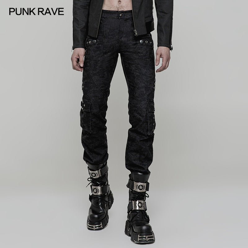 WK-317 Handsome Uniform Punk Pants Straight Jeans Trousers?-??Punk Rave Clothing