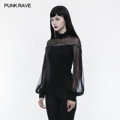 WT-492 Perspective Lantern Sleeve Gothic T-shirt For Women?-??Punk Rave Clothing