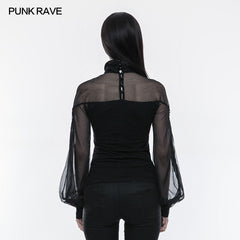 WT-492 Perspective Lantern Sleeve Gothic T-shirt For Women?-??Punk Rave Clothing