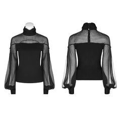 WT-492 Perspective Lantern Sleeve Gothic T-shirt For Women?-??Punk Rave Clothing