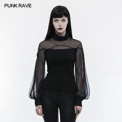 WT-492 Perspective Lantern Sleeve Gothic T-shirt For Women?-??Punk Rave Clothing
