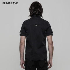 WY-861 Handsome Short Sleeve Punk Shirt With Pleated Pockets?-??Punk Rave Clothing