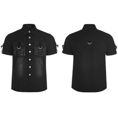 WY-861 Handsome Short Sleeve Punk Shirt With Pleated Pockets?-??Punk Rave Clothing