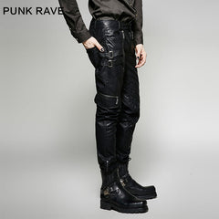 K-266 For Men Winter black Sexy Tight Leather Punk Pants?-??Punk Rave Clothing