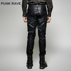 K-266 For Men Winter black Sexy Tight Leather Punk Pants?-??Punk Rave Clothing