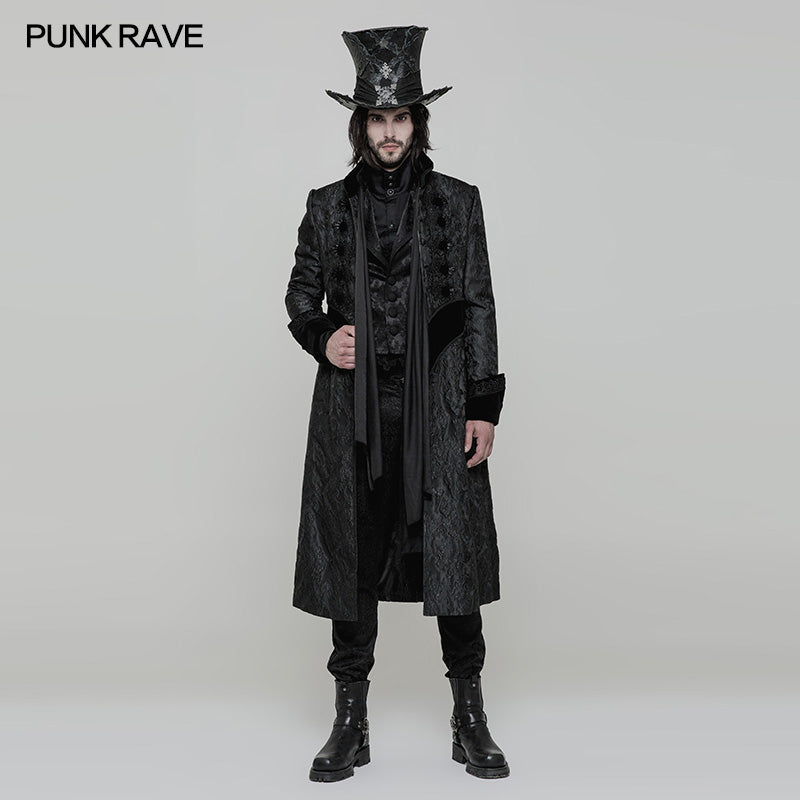WY-874 Victoria Gorgeous Long Gothic Coat Stereo Jacquard Men Jacket?-??Punk Rave Clothing
