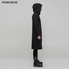 OY-856 Elastic Knitted Hooded Long Punk Coat For Men?-??Punk Rave Clothing