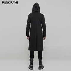 OY-856 Elastic Knitted Hooded Long Punk Coat For Men?-??Punk Rave Clothing