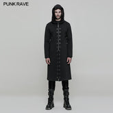 OY-856 Elastic Knitted Hooded Long Punk Coat For Men?-??Punk Rave Clothing