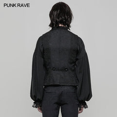 OY-866 Simple Dark Grain Jacquard Punk Vest For Men?-??Punk Rave Clothing