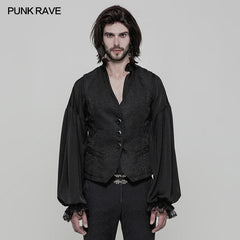 OY-866 Simple Dark Grain Jacquard Punk Vest For Men?-??Punk Rave Clothing