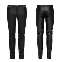OK-321 Simple All-match Trousers Elastic Leather Punk Pants?-??Punk Rave Clothing