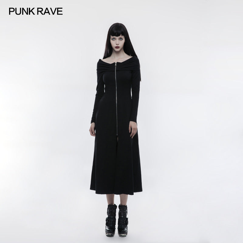 OPQ-269 Comfortable Simple Slim Dropped Shoulder Gothic Dress?-??Punk Rave Clothing