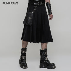 WQ-362 Men Pleated Half Punk Skirt With Stereo Bag On The Right?-??Punk Rave Clothing