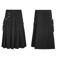 WQ-362 Men Pleated Half Punk Skirt With Stereo Bag On The Right?-??Punk Rave Clothing