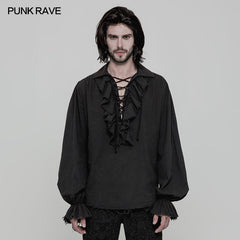 WY-873 Vintage Long Sleeve Imation Linen Punk Shirt For Men?-??Punk Rave Clothing