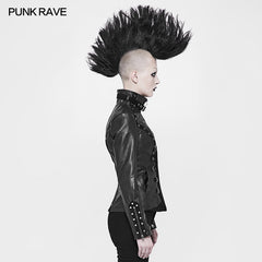 WY-905 Imitation Suede Leather Short Metal Punk Jacket With Stand Collar?-??Punk Rave Clothing